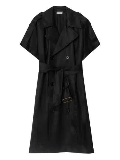 Burberry Waist Belted Midi Dress With Button Detailing In Black