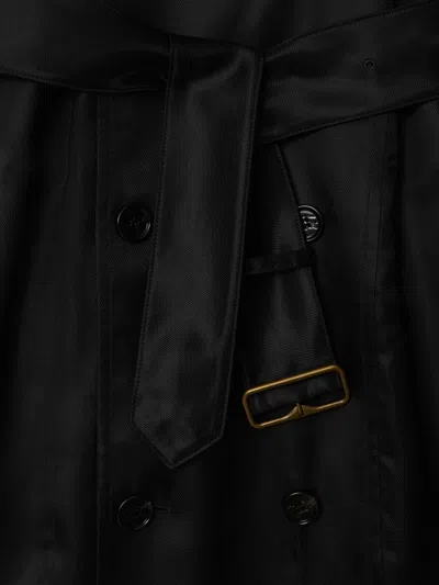 Burberry Waist Belted Midi Dress With Button Detailing In Black