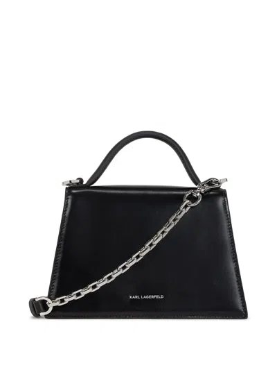 Karl Lagerfeld Small Signature Studded Cross Body Bag In Black