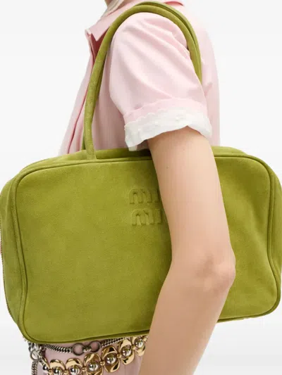 Miu Miu Suede Beau Bag In Green