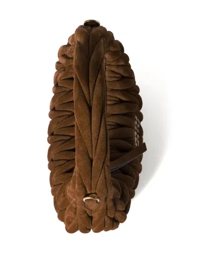 Miu Miu Wander Bag In Matelasse Suede In Brown