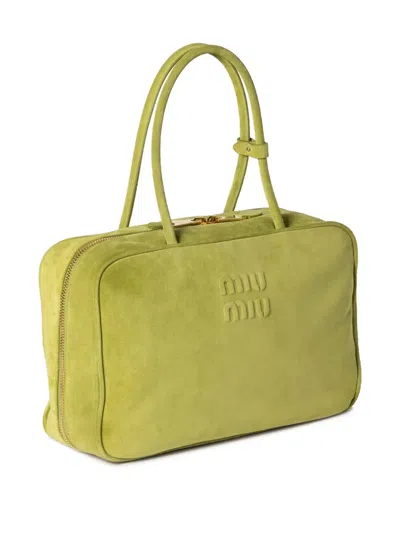 Miu Miu Suede Beau Bag In Green