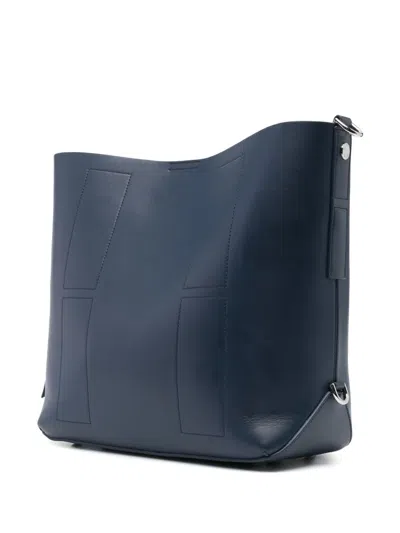 Hogan Blue Calf Leather Shoulder Bag In Blau