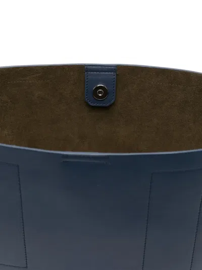 Hogan Blue Calf Leather Shoulder Bag In Blau