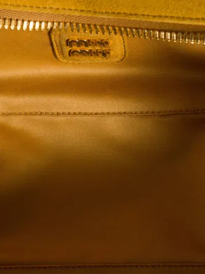 Miu Miu Arcadie Matelassé Suede Bag In Gelb