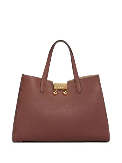 Marni Small Tote Bag Gold Hardware In Braun