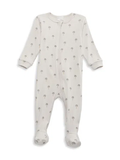 Firsts By Petit Lem Baby's Palm-tree Print Knit Footie In Beige
