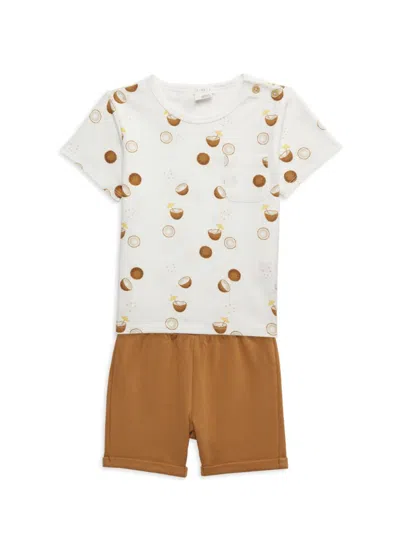 Firsts By Petit Lem Baby's 2-piece Coconut Print T-shirt & Shorts Set In White