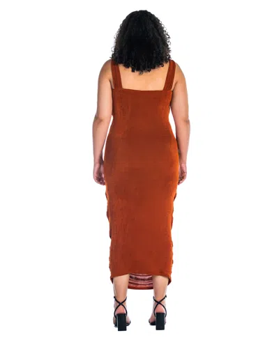 24seven Comfort Apparel Womens Plus Sleeveless Midi Casual Bodycon Dress In Rust