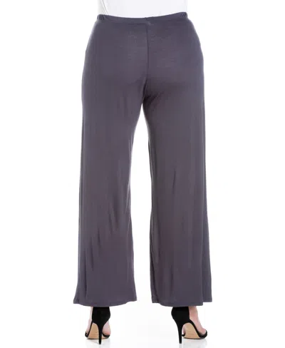24seven Comfort Apparel Plus Size Elastic Waist Flared Leg Palazzo Pants In Charcoal