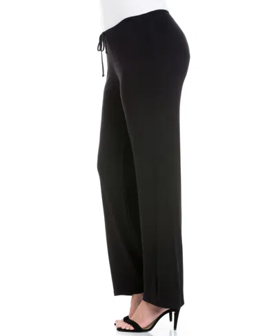 24seven Comfort Apparel Plus Size Comfortable Stretch Draw String Pants In Black