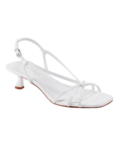 Marc Fisher Women's Raveny Strappy Kitten Heel Sandals In White Patent