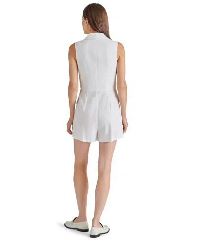 Steve Madden Paris Double Breasted Linen Blend Romper In White