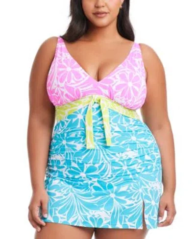 Bleu Rod Beattie Plus Size Sock It To Me Colorblocked Tankini In Multi