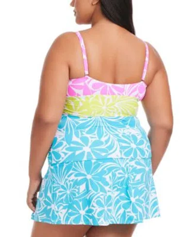 Bleu Rod Beattie Plus Size Sock It To Me Colorblocked Tankini In Multi