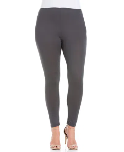 24seven Comfort Apparel Plus Size Comfortable Ankle Length Leggings In Charcoal