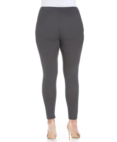 24seven Comfort Apparel Plus Size Comfortable Ankle Length Leggings In Charcoal