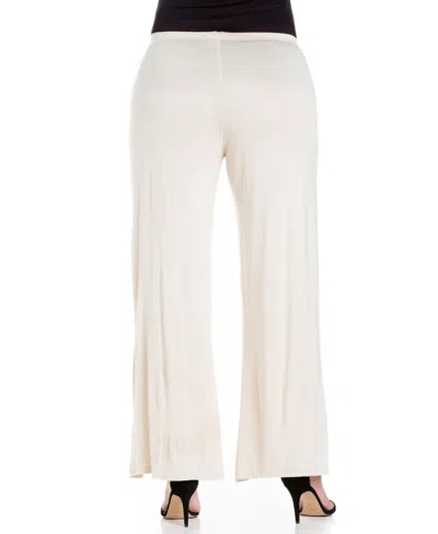 24seven Comfort Apparel Plus Size Elastic Waist Flared Leg Palazzo Pants In Nude