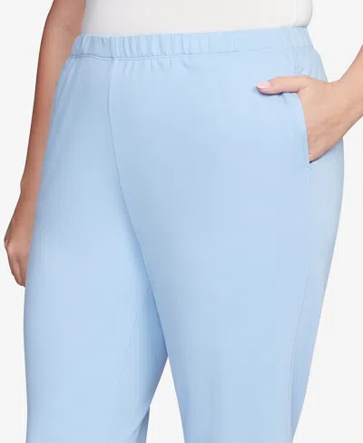 Ruby Rd. Plus Size Elastic Waist Pull-on French Terry Capri Pants In Chambray
