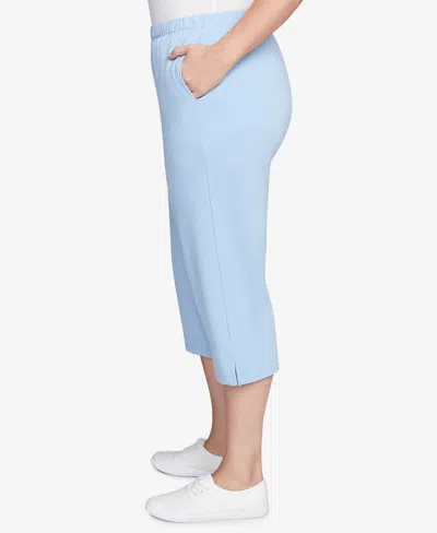Ruby Rd. Plus Size Elastic Waist Pull-on French Terry Capri Pants In Chambray