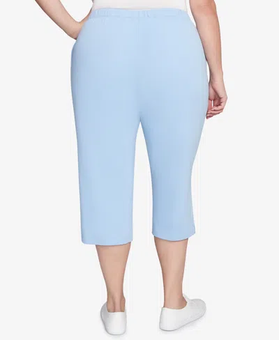 Ruby Rd. Plus Size Elastic Waist Pull-on French Terry Capri Pants In Chambray