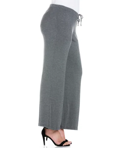 24seven Comfort Apparel Plus Size Comfortable Stretch Draw String Pants In Smoke