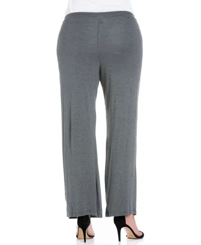 24seven Comfort Apparel Plus Size Comfortable Stretch Draw String Pants In Smoke