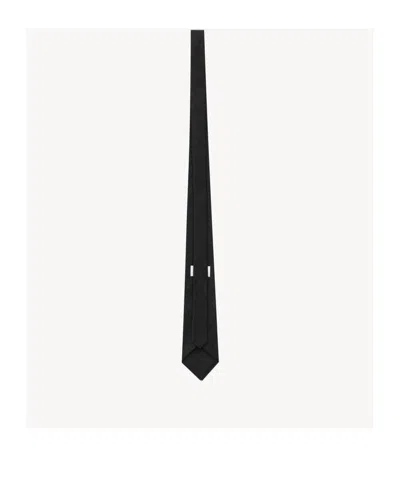 Saint Laurent Wide Tapered Tie In Silk Satin In Black