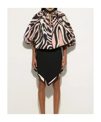 Pucci Marmo Print Voluminous Top In Black