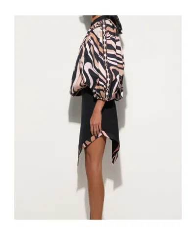 Pucci Marmo Print Voluminous Top In Black
