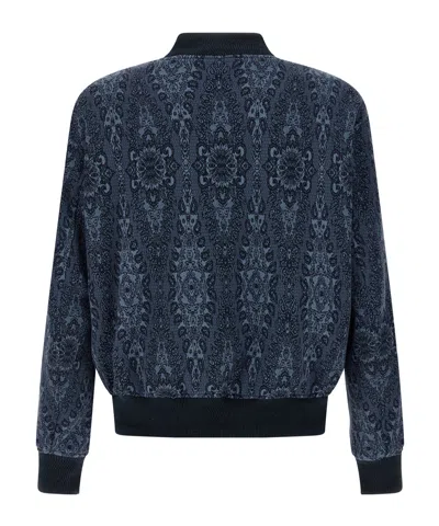 Etro Patterned Bomber Jacket With Ribbed Cuffs And Hem In Black