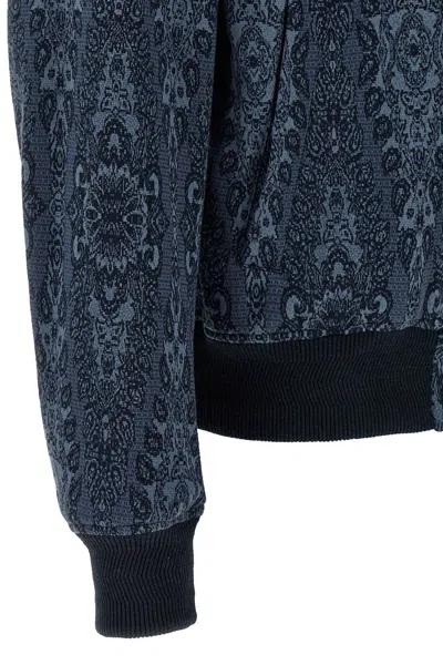 Etro Patterned Bomber Jacket With Ribbed Cuffs And Hem In Black