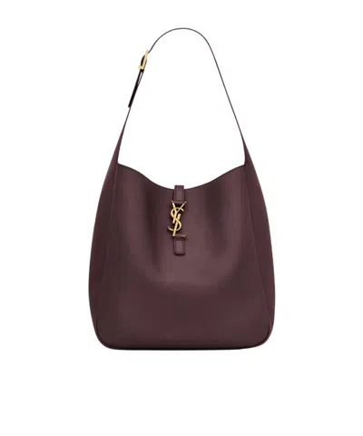 Saint Laurent Le 5 A 7 Supple Large Leather Hobo Bag In Brown