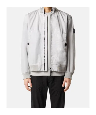 Stone Island Bomber Jacket In Pearl Grey