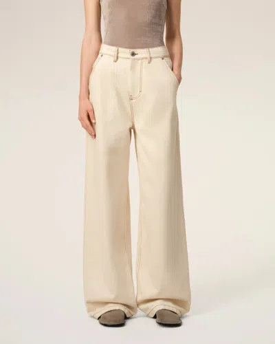 Ami Alexandre Mattiussi Wide-leg Jeans With Pockets And Belt Loops In White Cream Color