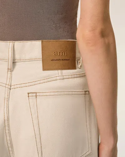 Ami Alexandre Mattiussi Wide-leg Jeans With Pockets And Belt Loops In White Cream Color
