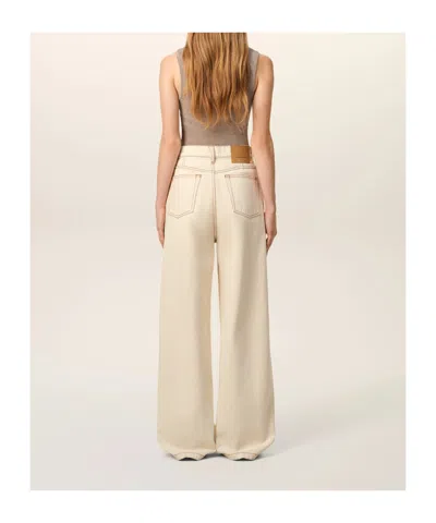 Ami Alexandre Mattiussi Wide-leg Jeans With Pockets And Belt Loops In White Cream Color