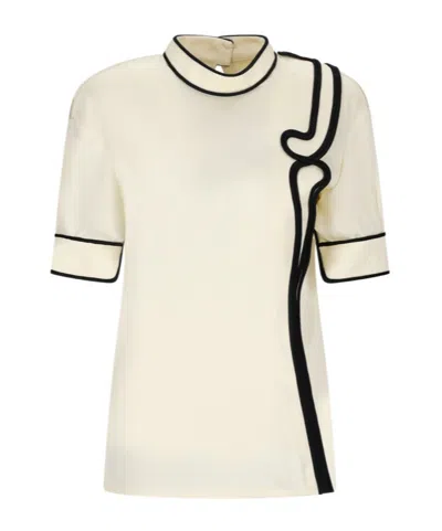 Jil Sander Swirl Embroidered Fitted Shirt In White