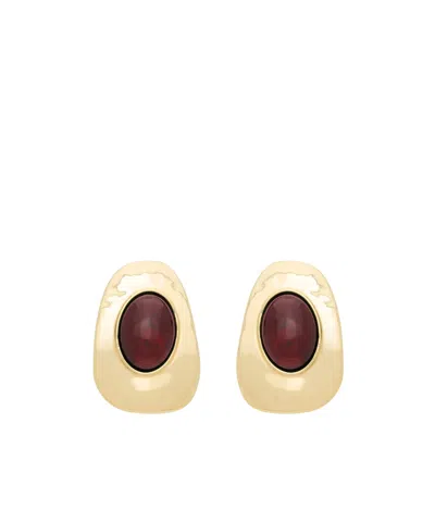 Saint Laurent Hammered Cabochon-setting Earrings In Gold