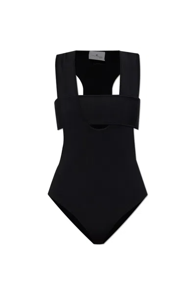 Courrèges Infinity Crepe Knit Bodysuit In Black