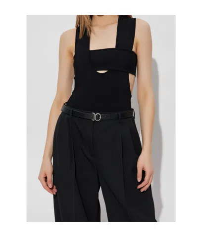 Courrèges Infinity Crepe Knit Bodysuit In Black