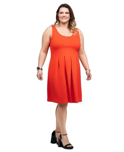 24seven Comfort Apparel Plus Womens Sleeveless Fit &flare Fit & Flare Dress In Orange