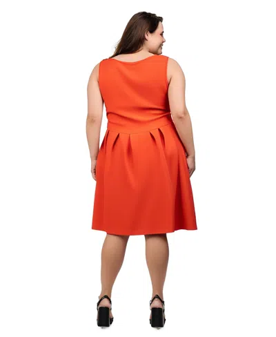 24seven Comfort Apparel Plus Womens Sleeveless Fit &flare Fit & Flare Dress In Orange