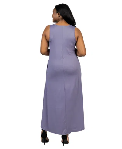 24seven Comfort Apparel Plus Size Sleeveless Tank Maxi Dress With Pockets In Mauve