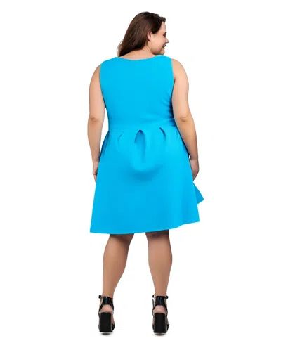 24seven Comfort Apparel Plus Size Sleeveless Dress With Pockets In Blue