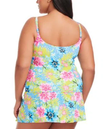 Bleu Rod Beattie Plus Size Lets Get Away Shirred Swimsuit In Multi