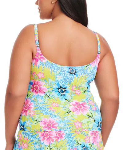 Bleu Rod Beattie Plus Size Lets Get Away Shirred Swimsuit In Multi