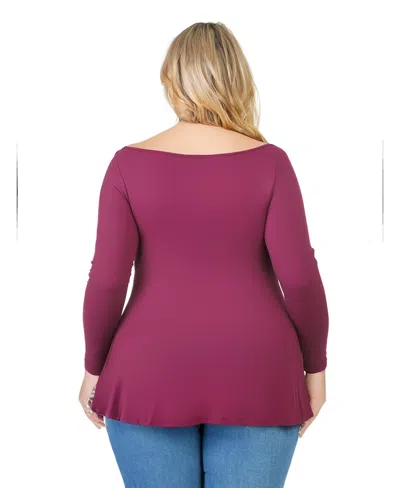 24seven Comfort Apparel Plus Size Ruched Sleeve Swing Tunic Top In Multi