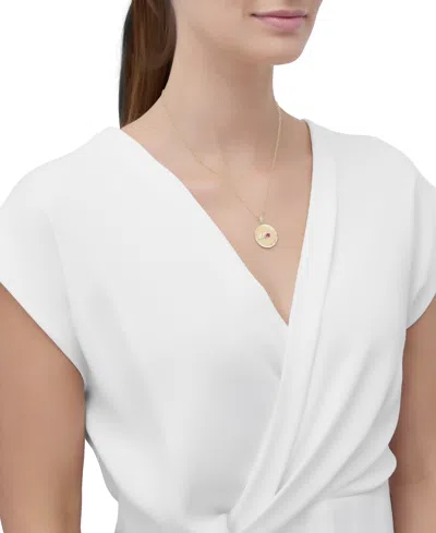 Macy's Lab-created Ruby (1/4 Ct. T.w.) & Diamond Accent Mom Pendant Necklace In 14k Yellow Gold-plated Ster In Ruby