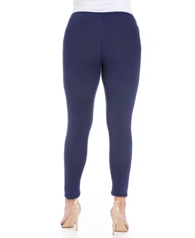 24seven Comfort Apparel Women's Stretch Ankle Length Leggings In Navy